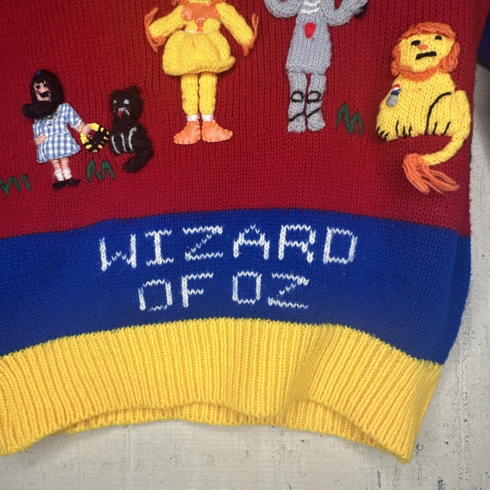 Vintage 1988 Harlequin Designs Wizard of Oz Colorblock Kids Sweater | Tag Sz: 6 - Picture 6 of 10
